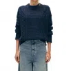 White + Warren Merino Cashmere Cable Crewneck Sweater In Navy