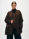 White + Warren Merino Cashmere Open Poncho In Umber/black Marl In Umber/black Marl