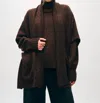 White + Warren Merino Cashmere Open Poncho In Umber/black Marl In Multi