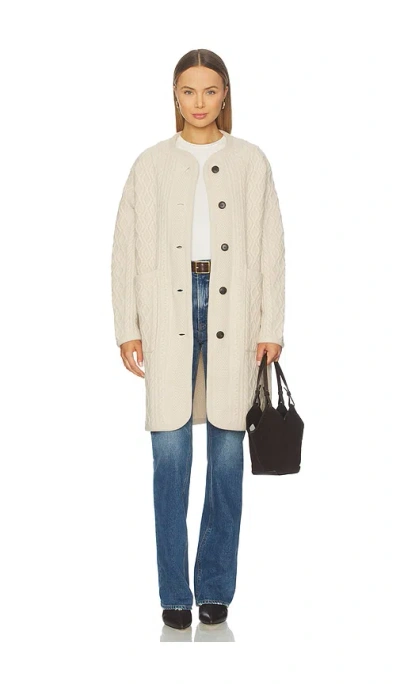 White + Warren Merino Luxe Cable Coat In White