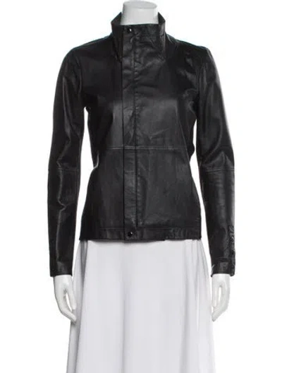 Pre-owned White + Warren Merino Wool Biker Jacket In Black