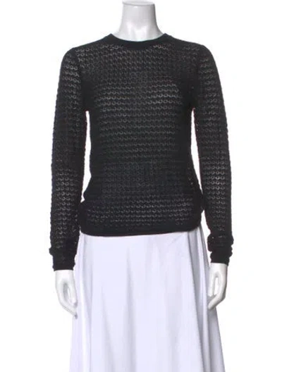 Pre-owned White + Warren Merino Wool Crew Neck Top In Black