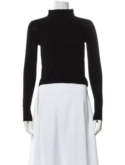 Pre-owned White + Warren Merino Wool Mock Neck Sweater In Black