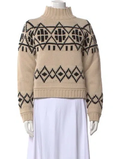 Pre-owned White + Warren Merino Wool Patterned Sweater In Neutral