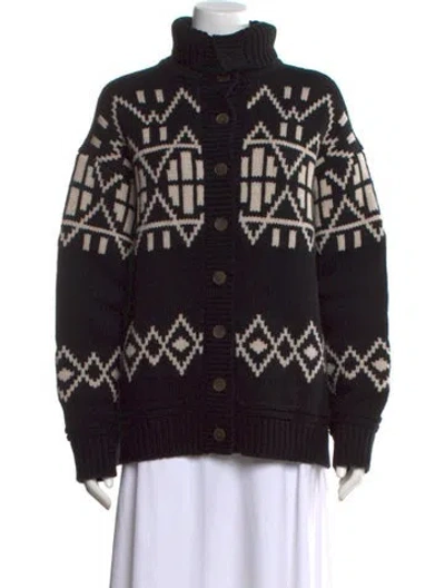 Pre-owned White + Warren Merino Wool Patterned Sweater W/ Tags In Black