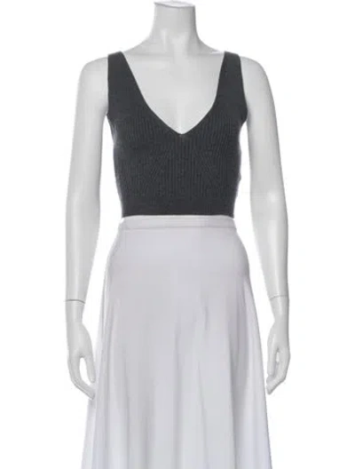Pre-owned White + Warren Merino Wool V-neck Crop Top In Gray