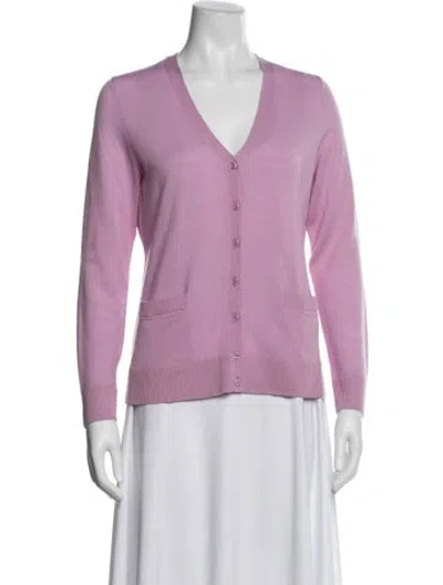 Pre-owned White + Warren Merino Wool V-neck Sweater In Purple