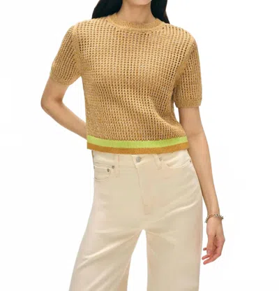 White + Warren Mesh Tshirt In Tan Marl