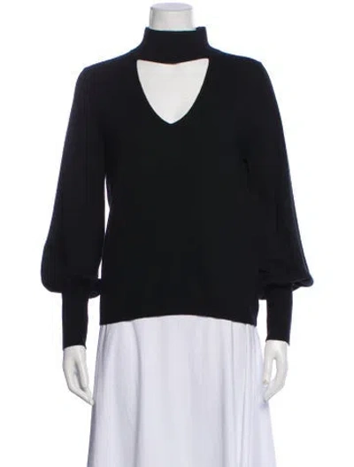 Pre-owned White + Warren Mock Neck Long Sleeve Top In Black
