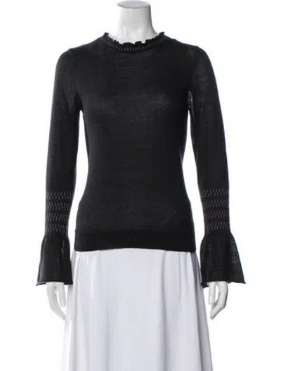 Pre-owned White + Warren Mock Neck Long Sleeve Top In Black