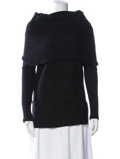 Pre-owned White + Warren Mock Neck Sweater In Black