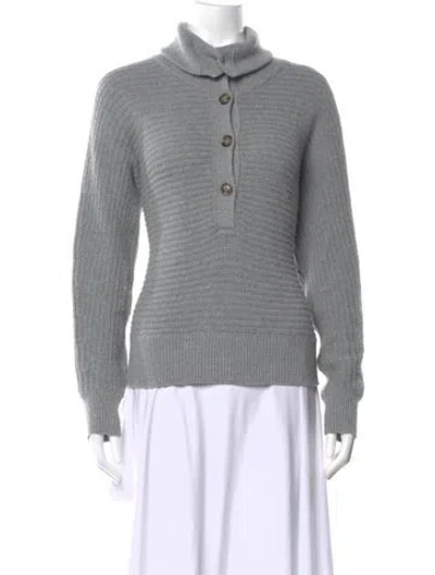 Pre-owned White + Warren Mock Neck Sweater In Gray