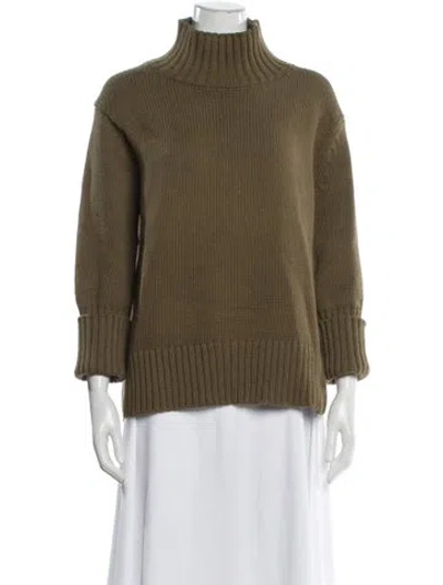 Pre-owned White + Warren Mock Neck Sweater In Green