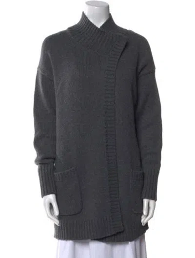 Pre-owned White + Warren Nylon Mock Neck Sweater In Gray