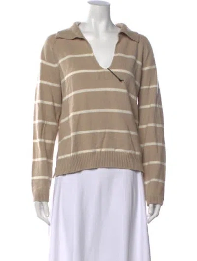 Pre-owned White + Warren Nylon Striped Sweater In Multicolor