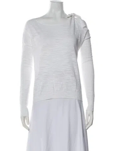 Pre-owned White + Warren Off-the-shoulder Long Sleeve Top In White