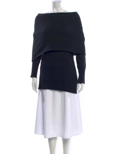 Pre-owned White + Warren Off-the-shoulder Sweater In Blue