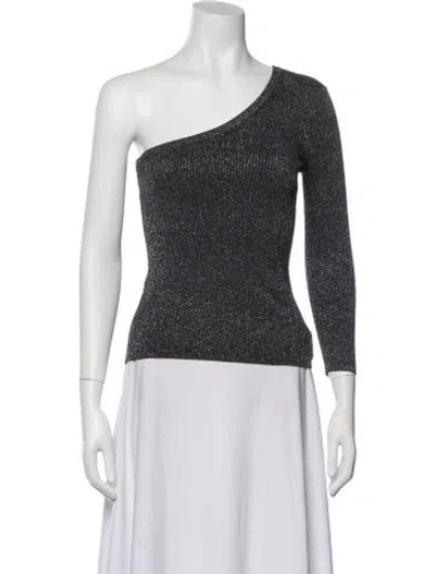 Pre-owned White + Warren One-shoulder Long Sleeve Top