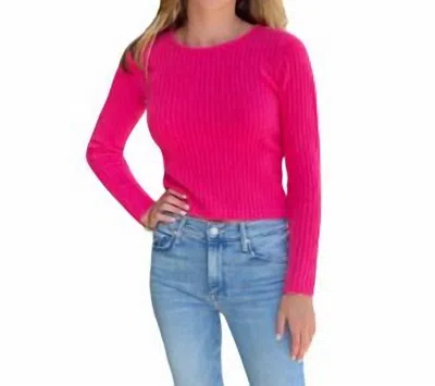 White + Warren Open Back Ribbed Sweater In Bright Rose In Pink
