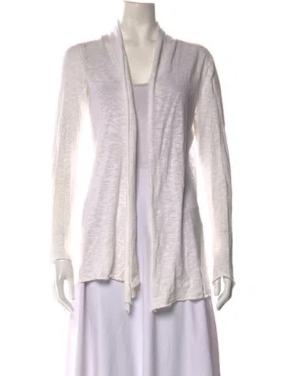 Pre-owned White + Warren Open Front Long Sleeve Top In Multicolor