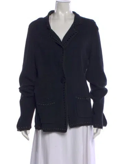 Pre-owned White + Warren Open Front Sweater In Black