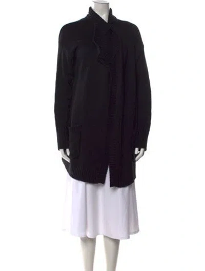 Pre-owned White + Warren Open Front Sweater In Black