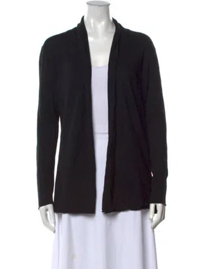 Pre-owned White + Warren Open Front Sweater In Black