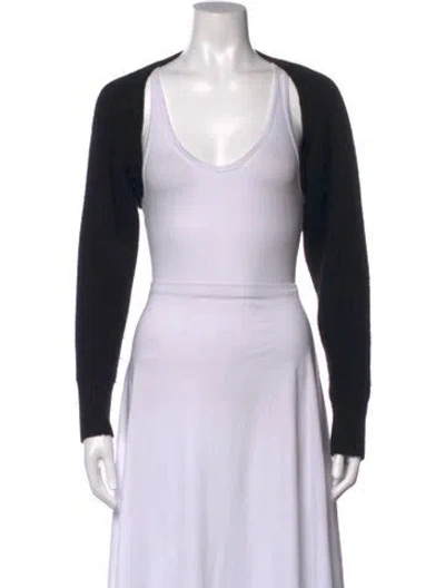 Pre-owned White + Warren Open Front Sweater In Black