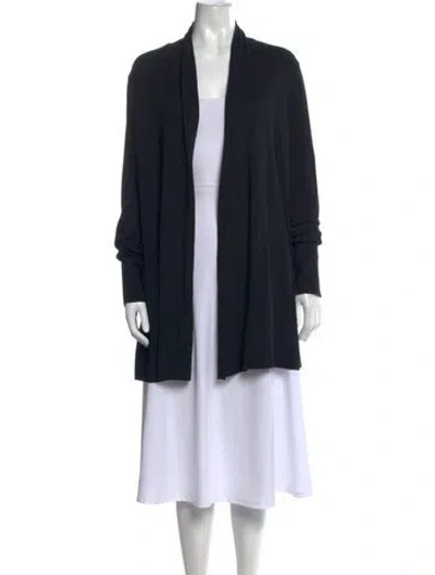 Pre-owned White + Warren Open Front Sweater In Black