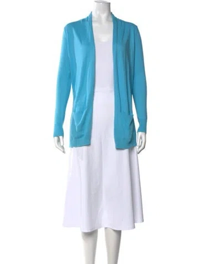 Pre-owned White + Warren Open Front Sweater In Blue