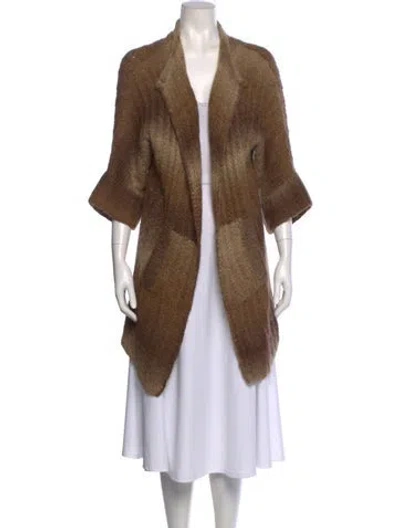 Pre-owned White + Warren Open Front Sweater In Brown