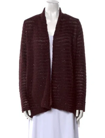Pre-owned White + Warren Open Front Sweater In Burgundy
