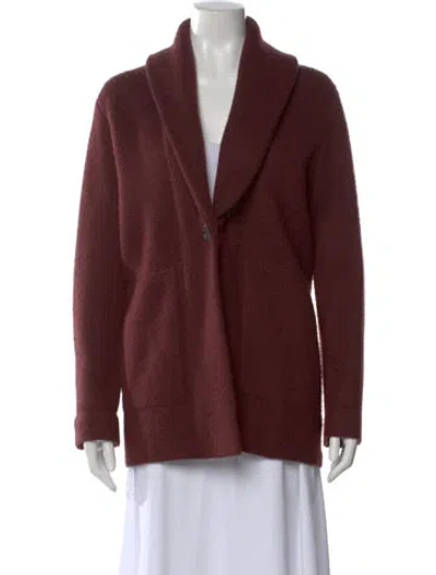Pre-owned White + Warren Open Front Sweater In Burgundy
