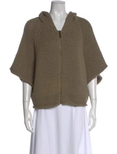 Pre-owned White + Warren Open Front Sweater In Green