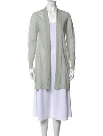 Pre-owned White + Warren Open Front Sweater In Green