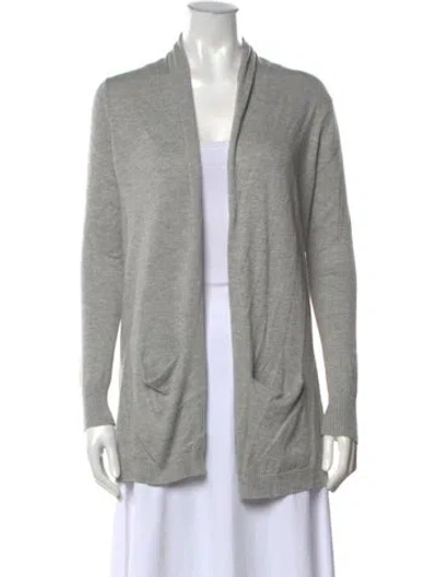 Pre-owned White + Warren Open Front Sweater In Grey