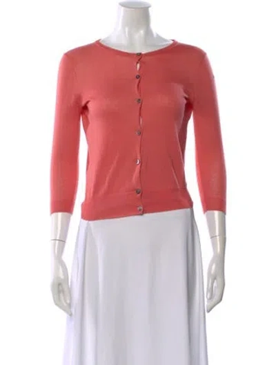 Pre-owned White + Warren Open Front Sweater In Pink