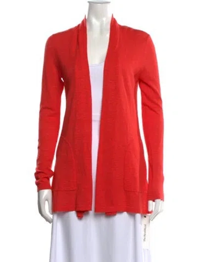 Pre-owned White + Warren Open Front Sweater In Red