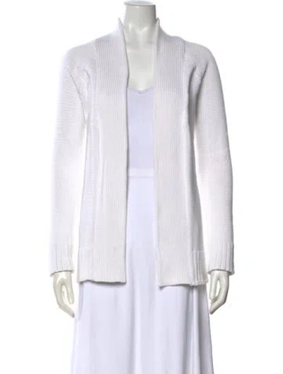 Pre-owned White + Warren Open Front Sweater In White