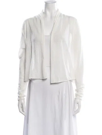 Pre-owned White + Warren Open Front Sweater In White