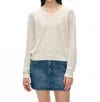White + Warren Organic Cotton Rib Trim V Neck Sweater