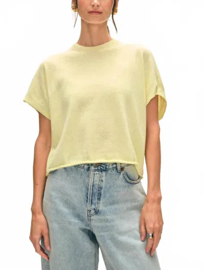 WHITE + WARREN ORGANIC COTTON BLEND TEE IN YELLOW PLUM