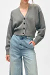 White + Warren Organic Cotton Button Cardigan In Stone