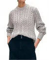 White + Warren Organic Cotton Cable Crew Sweater In Grey Marl In Gray