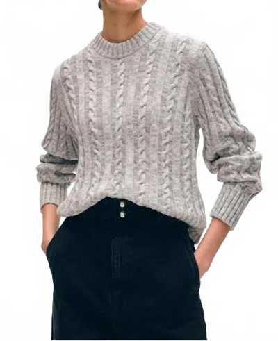 White + Warren Organic Cotton Cable Crew Sweater In Grey Marl In Gray