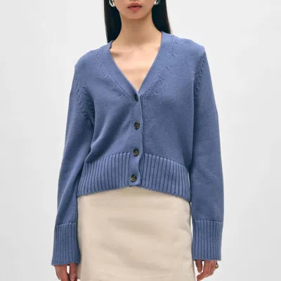 White + Warren Organic Cotton Cardigan In Cool Blue