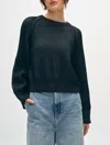 White + Warren Organic Cotton Plaited Crewneck In Black In Black