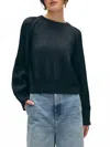 White + Warren Organic Cotton Plaited Crewneck Sweater In Black/stone In Black