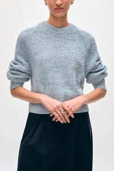 White + Warren Organic Cotton Ribbed Raglan Crewneck Sweater In Blue Marl In Multi