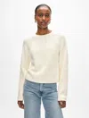 White + Warren Organic Cotton Ribbed Raglan Crewneck Top In Ivory In Ivory